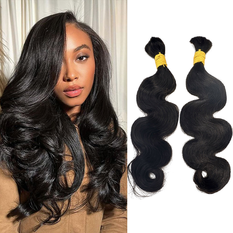 ali queen hair premium quality human bulk hair body wave for braiding natural black colour