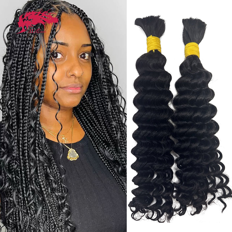 deep wave premium quality human bulk hairfor braiding natural black colour