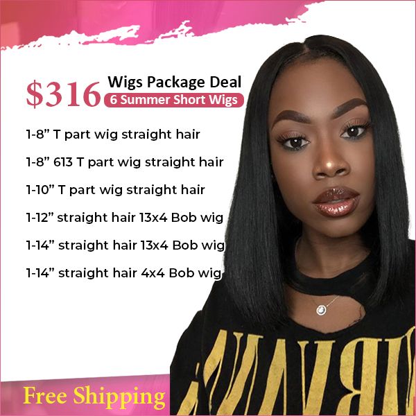 6 of summer short bob wigs package deals human hair wigs collections t part wigs and lace wigs