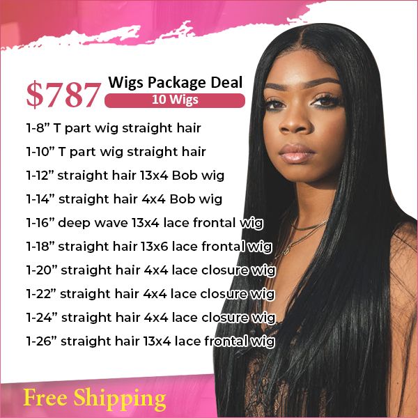 hot summer with breathable wigs package deals short cut bob wigs with long hair lace frontal wigs combinations